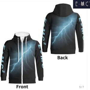 E=M/C2 Adult Full Zip Black Turtleneck Hoodie Streetwear